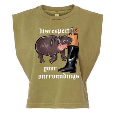 Disrespect Your Surroundings Moo Deng Funny Design Garment-Dyed Women's Muscle Tee