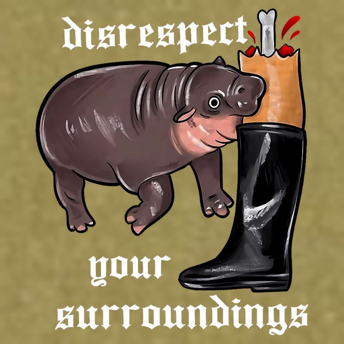 Disrespect Your Surroundings Moo Deng Funny Design Garment-Dyed Women's Muscle Tee