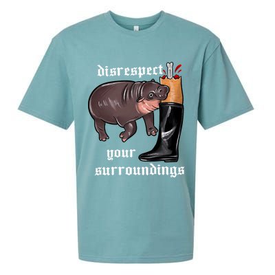 Disrespect Your Surroundings Moo Deng Funny Design Sueded Cloud Jersey T-Shirt
