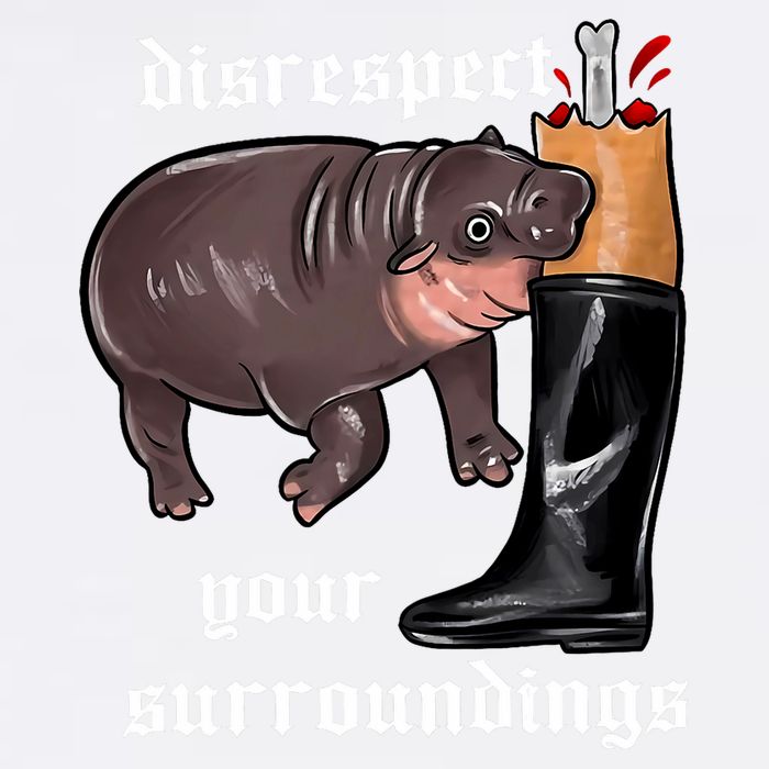 Disrespect Your Surroundings Moo Deng Funny Design Garment-Dyed Sweatshirt