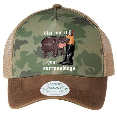 Disrespect Your Surroundings Moo Deng Funny Design Legacy Tie Dye Trucker Hat