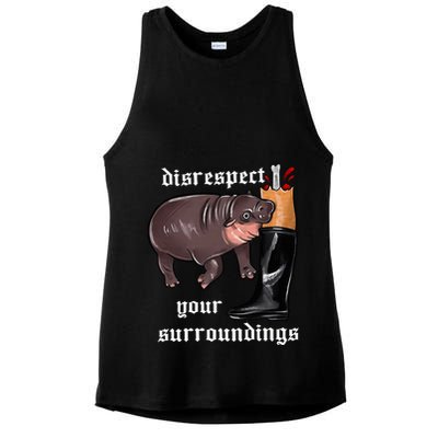 Disrespect Your Surroundings Moo Deng Funny Design Ladies PosiCharge Tri-Blend Wicking Tank