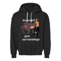 Disrespect Your Surroundings Moo Deng Funny Design Garment-Dyed Fleece Hoodie