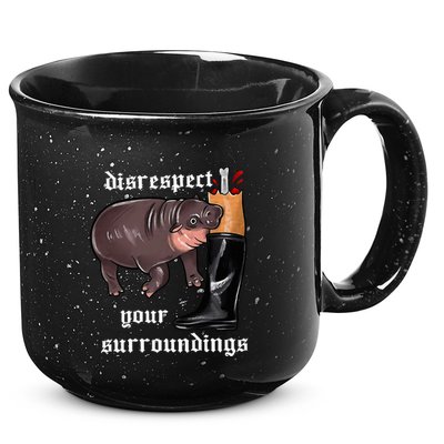 Disrespect Your Surroundings Moo Deng Funny Design 15oz Campfire Ceramic Mug