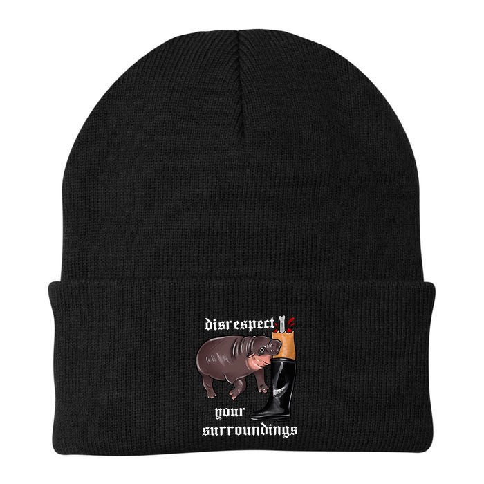 Disrespect Your Surroundings Moo Deng Funny Design Beanie