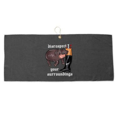 Disrespect Your Surroundings Moo Deng Funny Design Large Microfiber Waffle Golf Towel