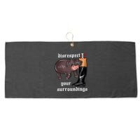 Disrespect Your Surroundings Moo Deng Funny Design Large Microfiber Waffle Golf Towel