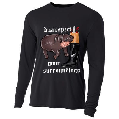 Disrespect Your Surroundings Moo Deng Funny Design Cooling Performance Long Sleeve Crew
