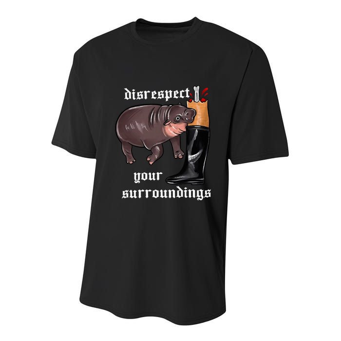 Disrespect Your Surroundings Moo Deng Funny Design Youth Performance Sprint T-Shirt