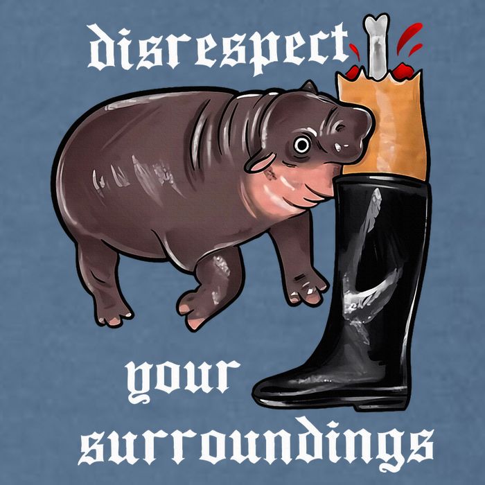 Disrespect Your Surroundings Moo Deng Funny Design Garment-Dyed Sweatshirt