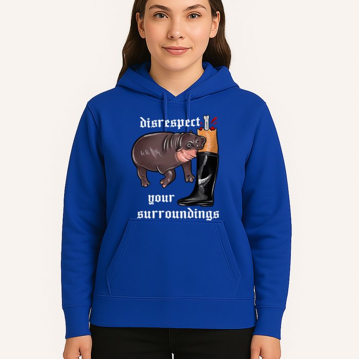 Disrespect Your Surroundings Moo Deng Funny Design Hoodie