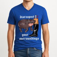 Disrespect Your Surroundings Moo Deng Funny Design V-Neck T-Shirt