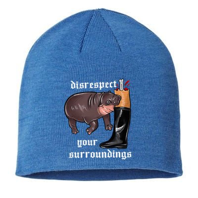 Disrespect Your Surroundings Moo Deng Funny Design Sustainable Beanie