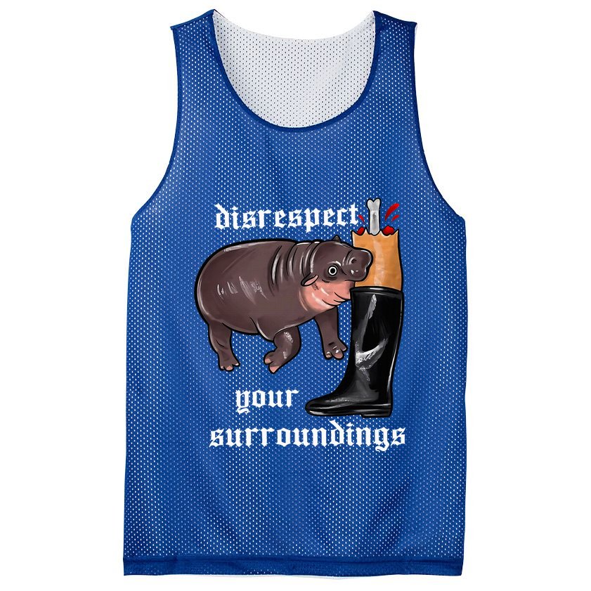 Disrespect Your Surroundings Moo Deng Funny Design Mesh Reversible Basketball Jersey Tank