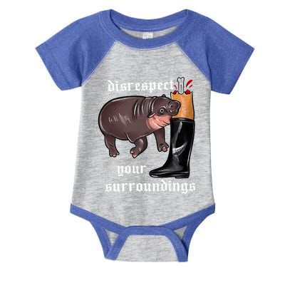 Disrespect Your Surroundings Moo Deng Funny Design Infant Baby Jersey Bodysuit