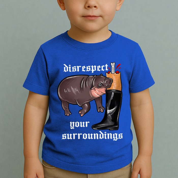 Disrespect Your Surroundings Moo Deng Funny Design Toddler T-Shirt