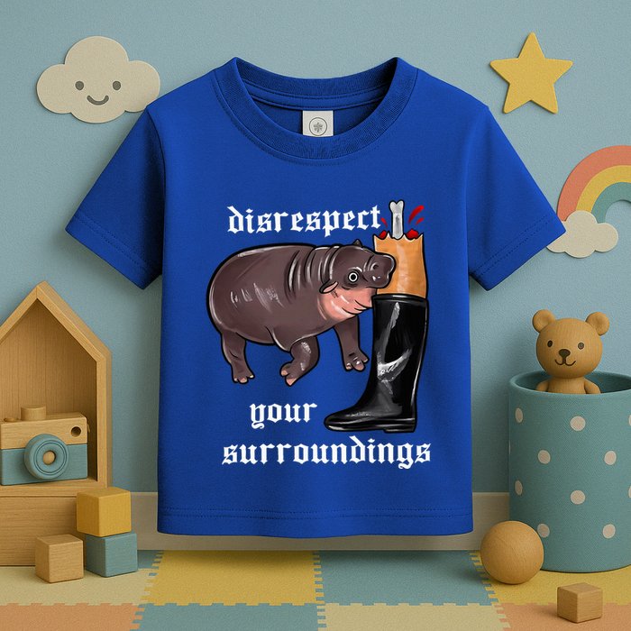Disrespect Your Surroundings Moo Deng Funny Design Toddler T-Shirt
