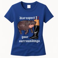 Disrespect Your Surroundings Moo Deng Funny Design Womens T-Shirt