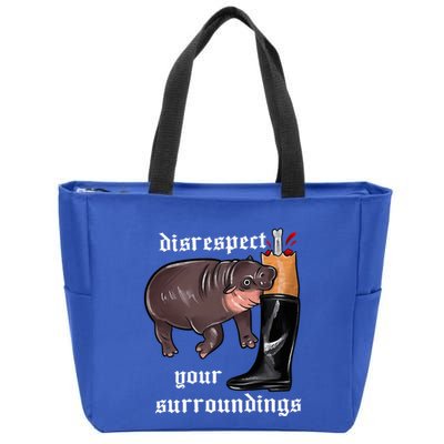 Disrespect Your Surroundings Moo Deng Funny Design Zip Tote Bag