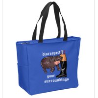 Disrespect Your Surroundings Moo Deng Funny Design Zip Tote Bag