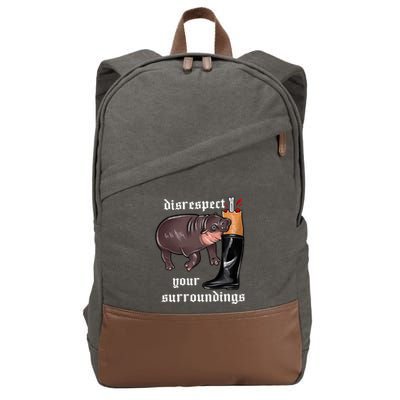 Disrespect Your Surroundings Moo Deng Funny Design Cotton Canvas Backpack