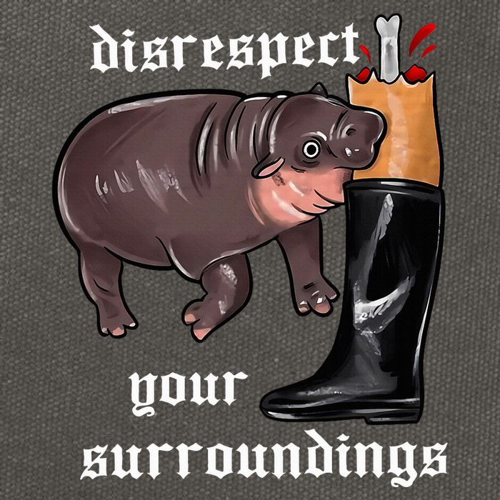 Disrespect Your Surroundings Moo Deng Funny Design Cotton Canvas Backpack