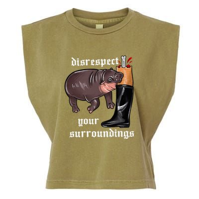 Disrespect Your Surroundings Moo Deng Funny Design Garment-Dyed Women's Muscle Tee