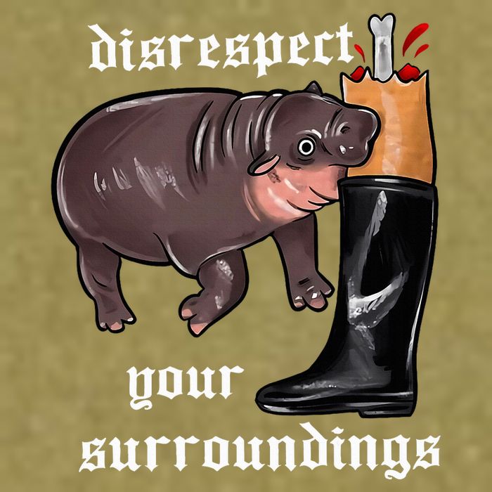 Disrespect Your Surroundings Moo Deng Funny Design Garment-Dyed Women's Muscle Tee