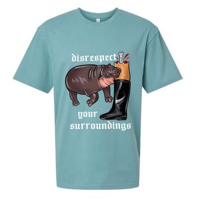 Disrespect Your Surroundings Moo Deng Funny Design Sueded Cloud Jersey T-Shirt
