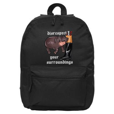 Disrespect Your Surroundings Moo Deng Funny Design 16 in Basic Backpack