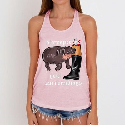 Disrespect Your Surroundings Moo Deng Funny Design Women's Knotted Racerback Tank