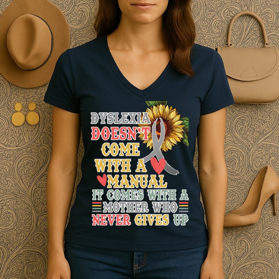 Dyslexia Doesn't Come With A Manual Women's V-Neck T-Shirt