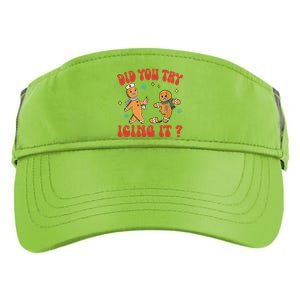 Did You Try Icing It Funny Christmas Nurse Gingerbread Man Long Sleeve Adult Drive Performance Visor