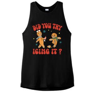 Did You Try Icing It Funny Christmas Nurse Gingerbread Man Long Sleeve Ladies PosiCharge Tri-Blend Wicking Tank