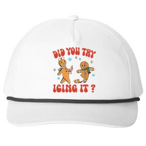 Did You Try Icing It Funny Christmas Nurse Gingerbread Man Long Sleeve Snapback Five-Panel Rope Hat