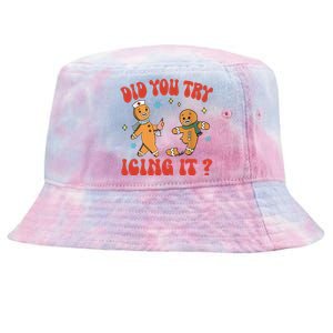 Did You Try Icing It Funny Christmas Nurse Gingerbread Man Long Sleeve Tie-Dyed Bucket Hat