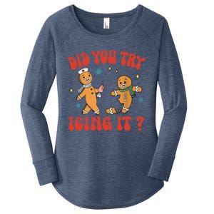 Did You Try Icing It Funny Christmas Nurse Gingerbread Man Long Sleeve Women's Perfect Tri Tunic Long Sleeve Shirt