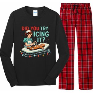 Did You Try Icing It Funny Nurse Christmas Gingerbread Xmas Long Sleeve Pajama Set