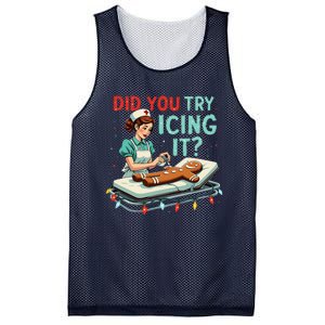 Did You Try Icing It Funny Nurse Christmas Gingerbread Xmas Mesh Reversible Basketball Jersey Tank