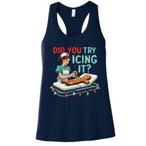 Did You Try Icing It Funny Nurse Christmas Gingerbread Xmas Women's Racerback Tank