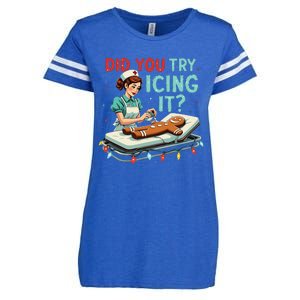 Did You Try Icing It Funny Nurse Christmas Gingerbread Xmas Enza Ladies Jersey Football T-Shirt