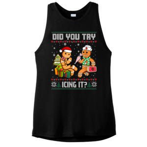 Did You Try Icing It Funny Gingerbread Christmas Holiday Ladies PosiCharge Tri-Blend Wicking Tank