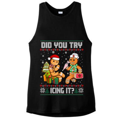 Did You Try Icing It Funny Gingerbread Christmas Holiday Ladies PosiCharge Tri-Blend Wicking Tank