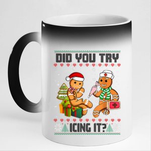 Did You Try Icing It Funny Gingerbread Christmas Holiday 11oz Black Color Changing Mug