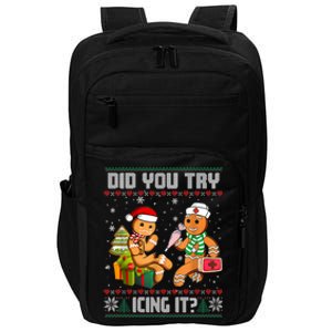 Did You Try Icing It Funny Gingerbread Christmas Holiday Impact Tech Backpack