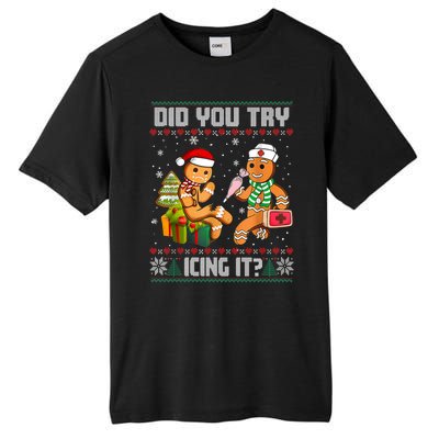 Did You Try Icing It Funny Gingerbread Christmas Holiday Tall Fusion ChromaSoft Performance T-Shirt