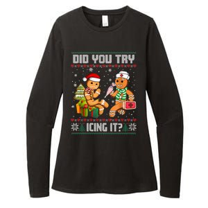 Did You Try Icing It Funny Gingerbread Christmas Holiday Womens CVC Long Sleeve Shirt