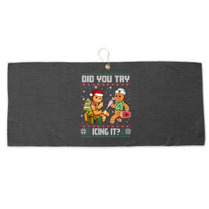 Did You Try Icing It Funny Gingerbread Christmas Holiday Large Microfiber Waffle Golf Towel