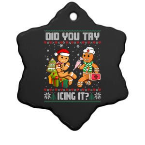 Did You Try Icing It Funny Gingerbread Christmas Holiday Ceramic Star Ornament