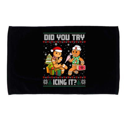 Did You Try Icing It Funny Gingerbread Christmas Holiday Microfiber Hand Towel